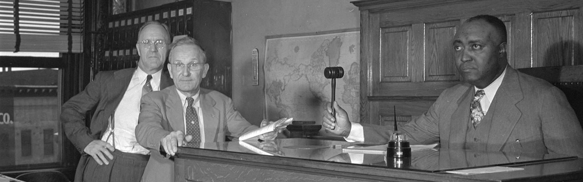 Judge and lawyers, 1945